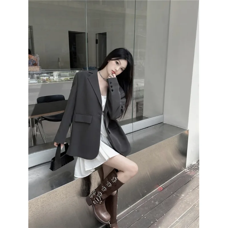 

Blazer Youthful Woman Clothes Preppy Bf Japanese Uniform Literary Brazer Chinese Apricot Floral Tassels Fringed Beaded Women'S