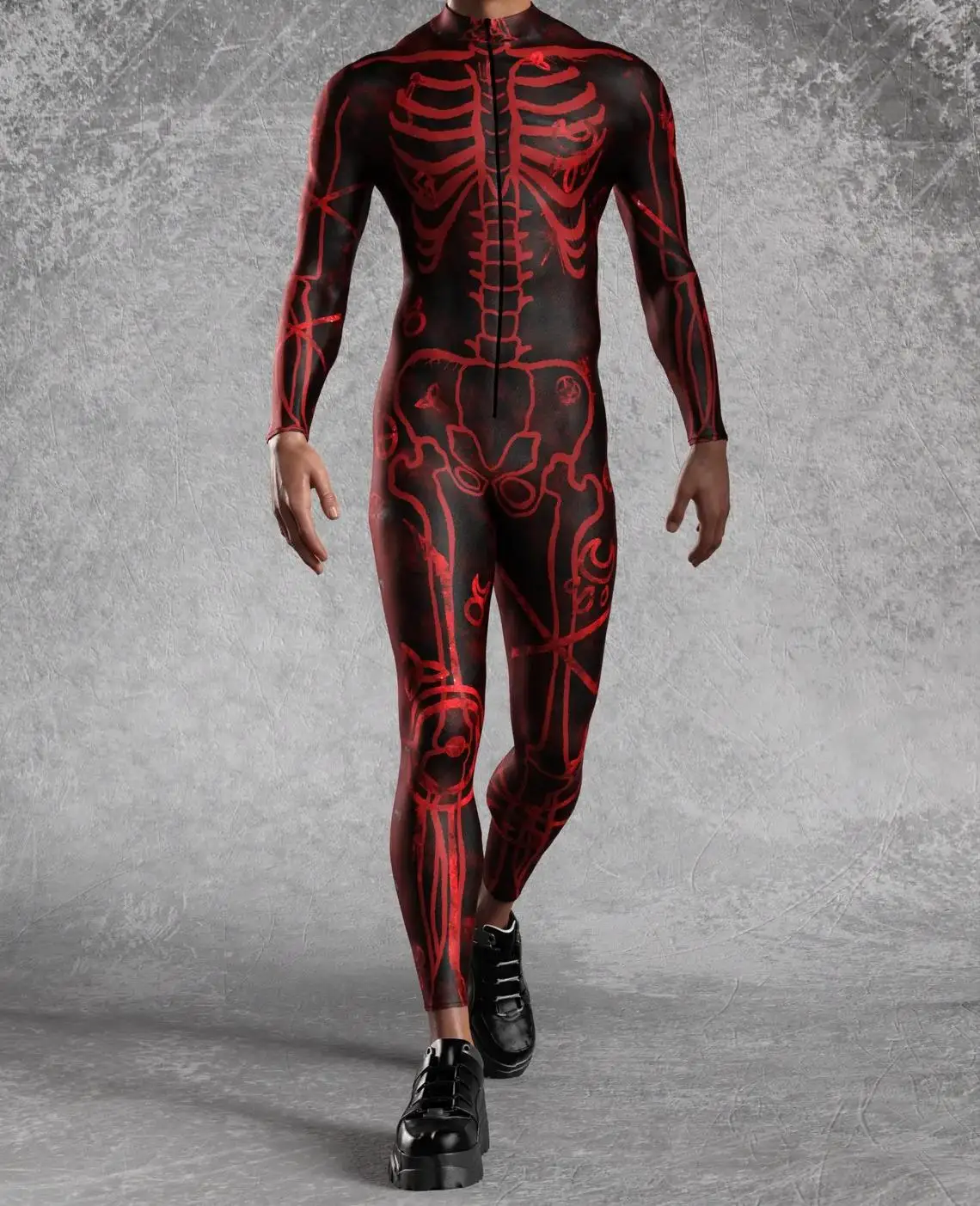 Herren Halloween Punk Jumpsuit 3D Digitaldruck Bodysuit Erwachsenen Zentai Cosplay Karneval Bühnenauftritt Catsuit Radsportkostüm – Detail 11