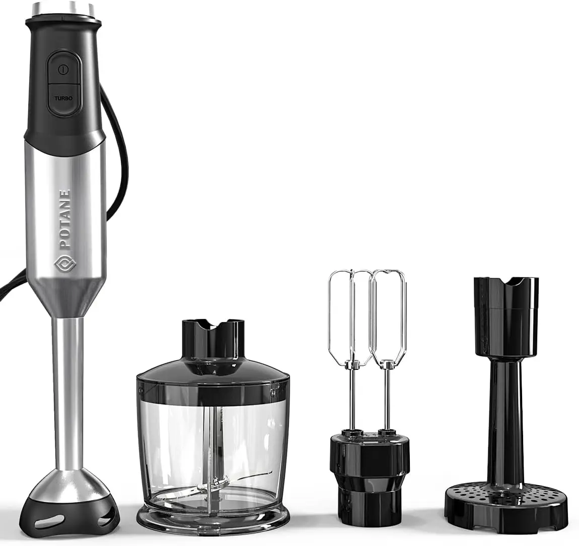 

Immersion Blender, Heavy Duty Copper Motor, Stainless Steel Smart Stick with Egg Beaters, Potato Masher, Chopper/Food Processor