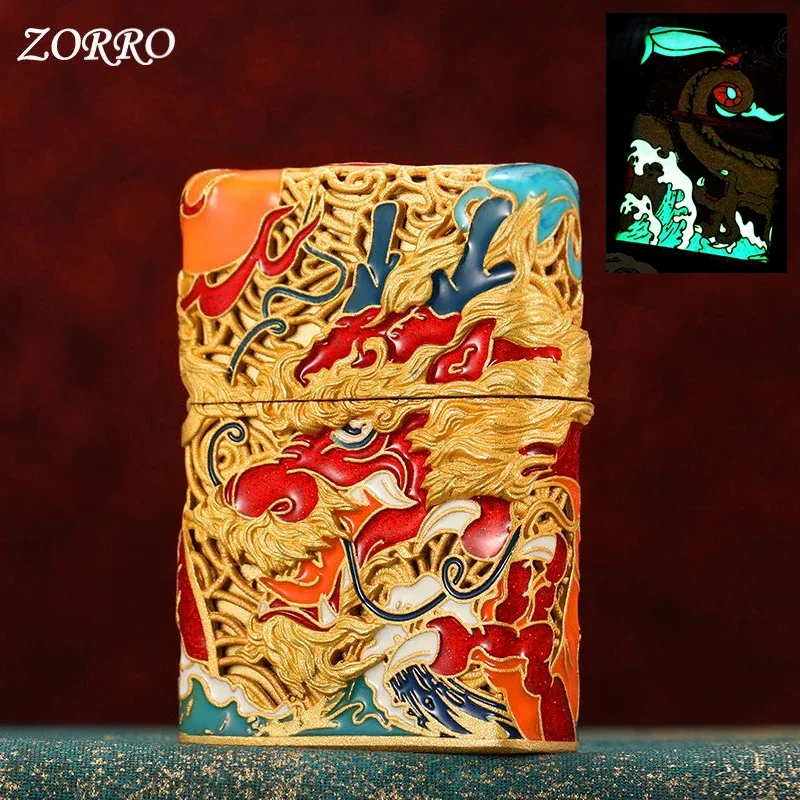 

Zorro Creative Painted Metal Kerosine Lighter Armor Windproof Retro Grinding Wheel Ignition Luxury Unique Lighters for Smokers