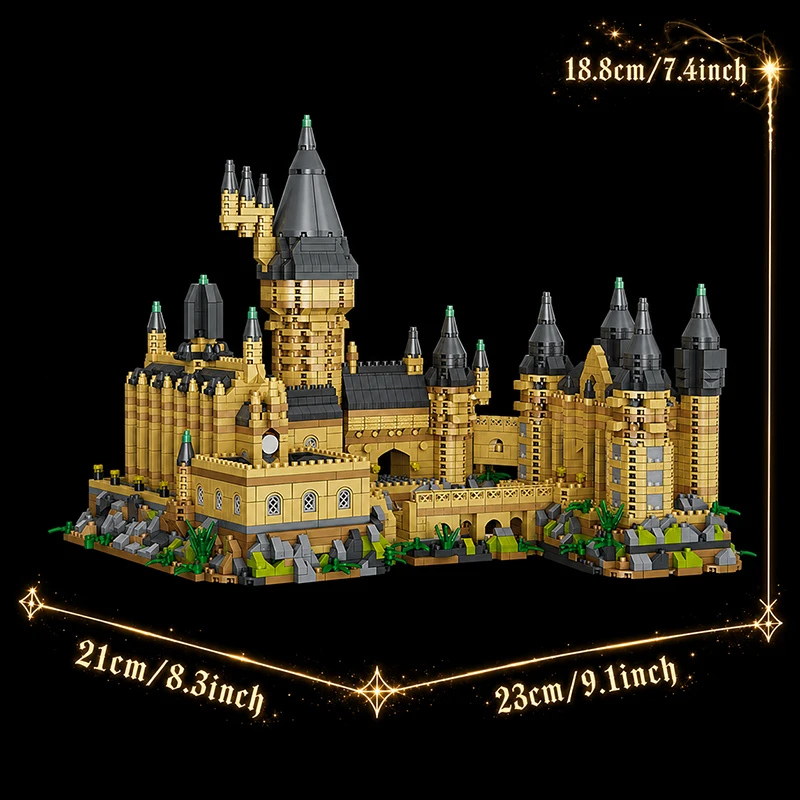Mittelalterliches Magisches Schloss Hogwarts MOC Bausteine-Set Gotisches Gebäude Bausatz Kreative Feiertagsgeschenke Mikro-Bausteine Modell 6000 Teile – Detail 8