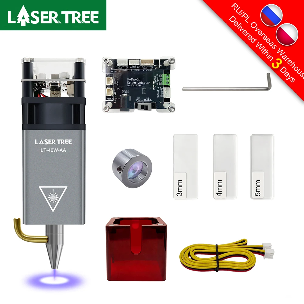 LASER Lanka E-Tête Laser pour Graveur CNC, 20W/10W/5W/4W, Outils Laser de Découpe du Bois DIY, 450nm TTL/ PWM, Technologie Laser à Lumière Bleue