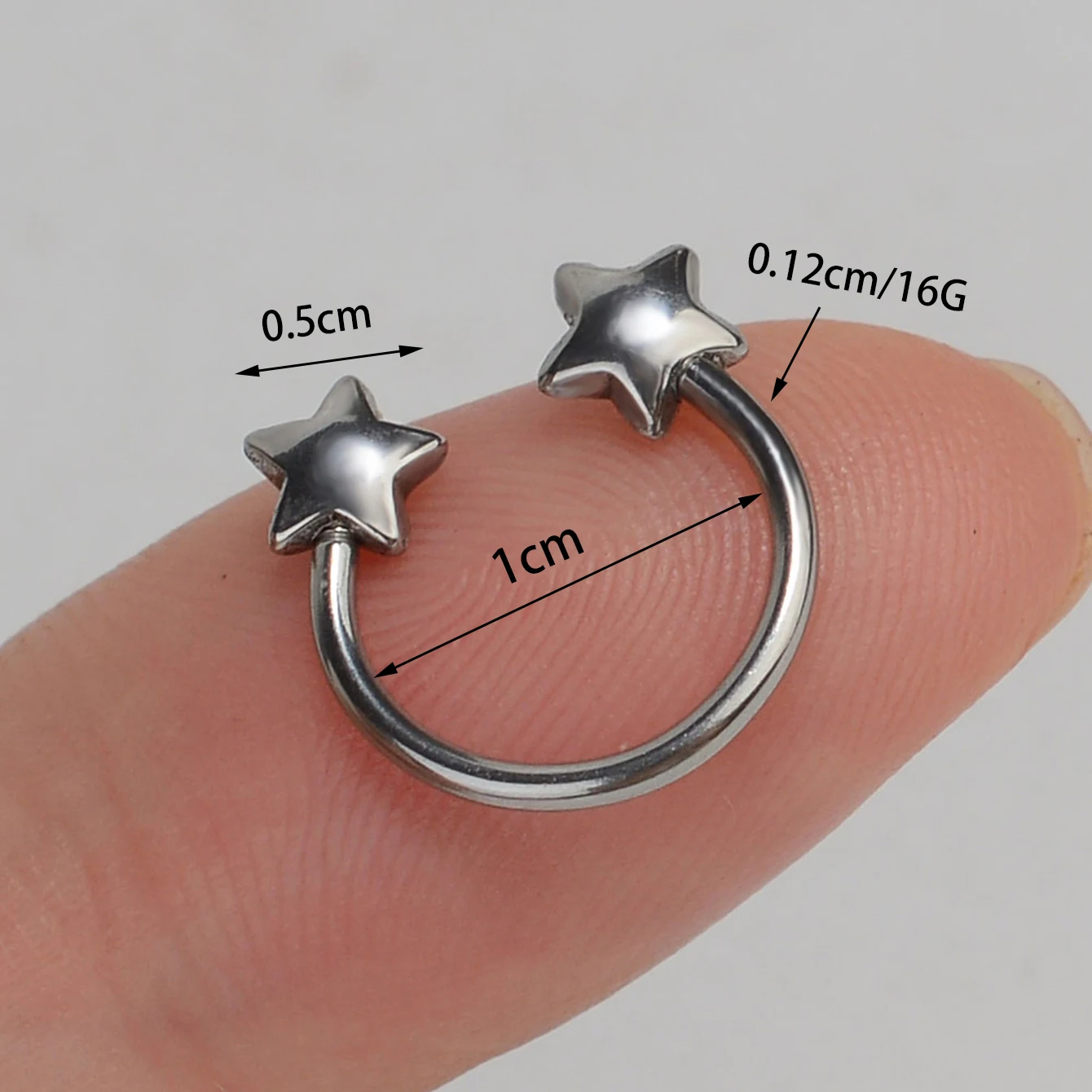 1PC Stainless Steel Star Heart Septum Piercing Nose Ring Cartilage Horseshoe Earring For Women Men Body Jewelry Punk Accessories