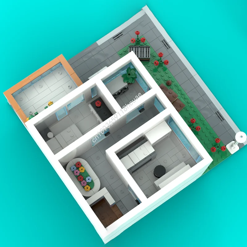 1229 قطعة MOC منزل الأسرة الحديثة وحدات نموذج اللبنات البناء هدية الكريسماس تجميع لعبة التعليم الإبداعي للأطفال #3