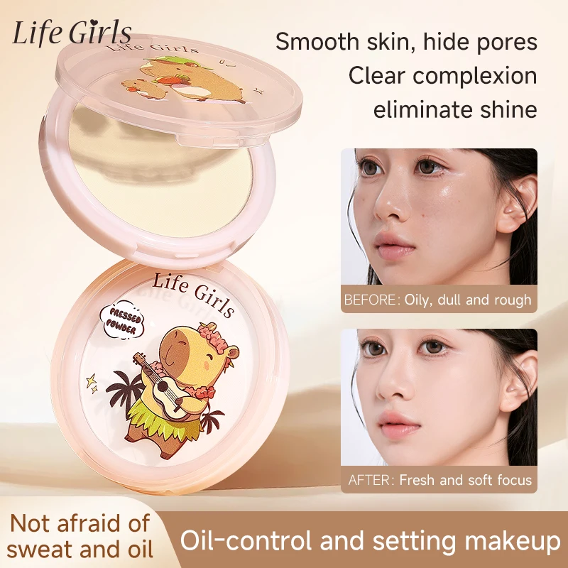 Life Girls Feathered Mist Soft Focus Setting Powder Compact, Four-Step Setting, 12-Hour Makeup Retention, Brightens Skin Tone