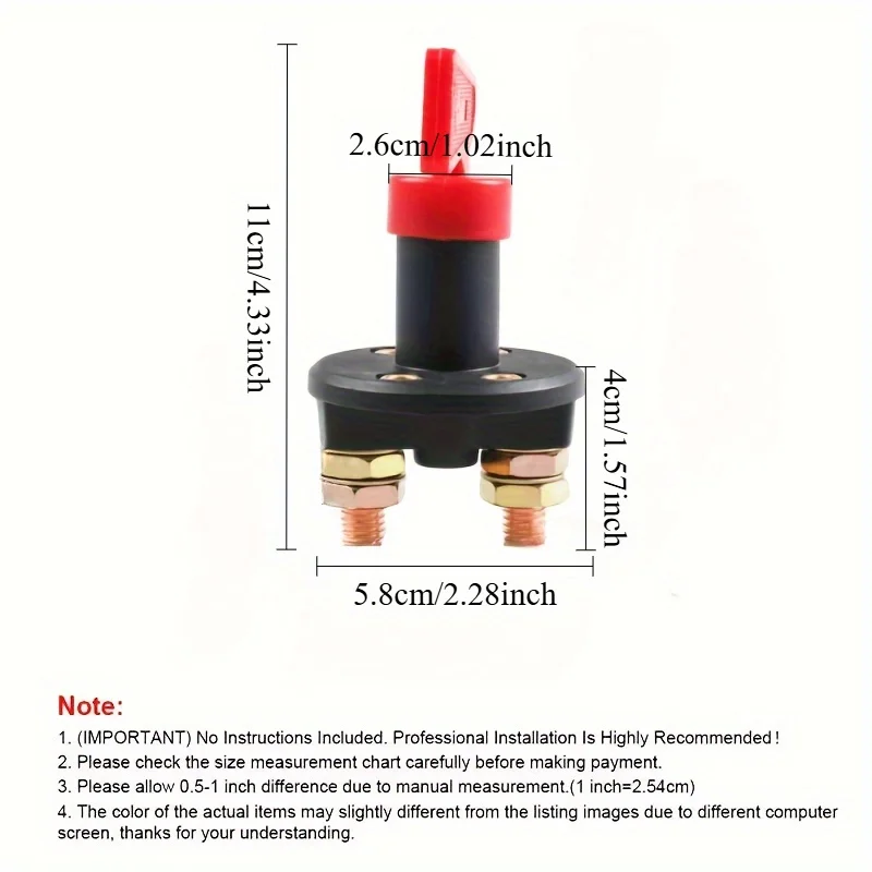 1 piece high current switch car battery - durable copper disconnect isolator, easy installation, RV ship 2 hole battery