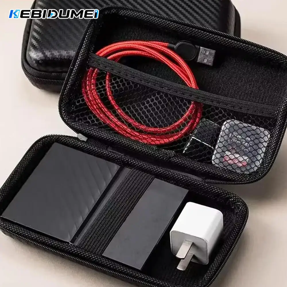KEBIDUMEI Portable Eva Storage Bag Zipper Pouch Mobile Phone Charger Protection Mobile Hard Disk Bag U Disk Data Cable Storage