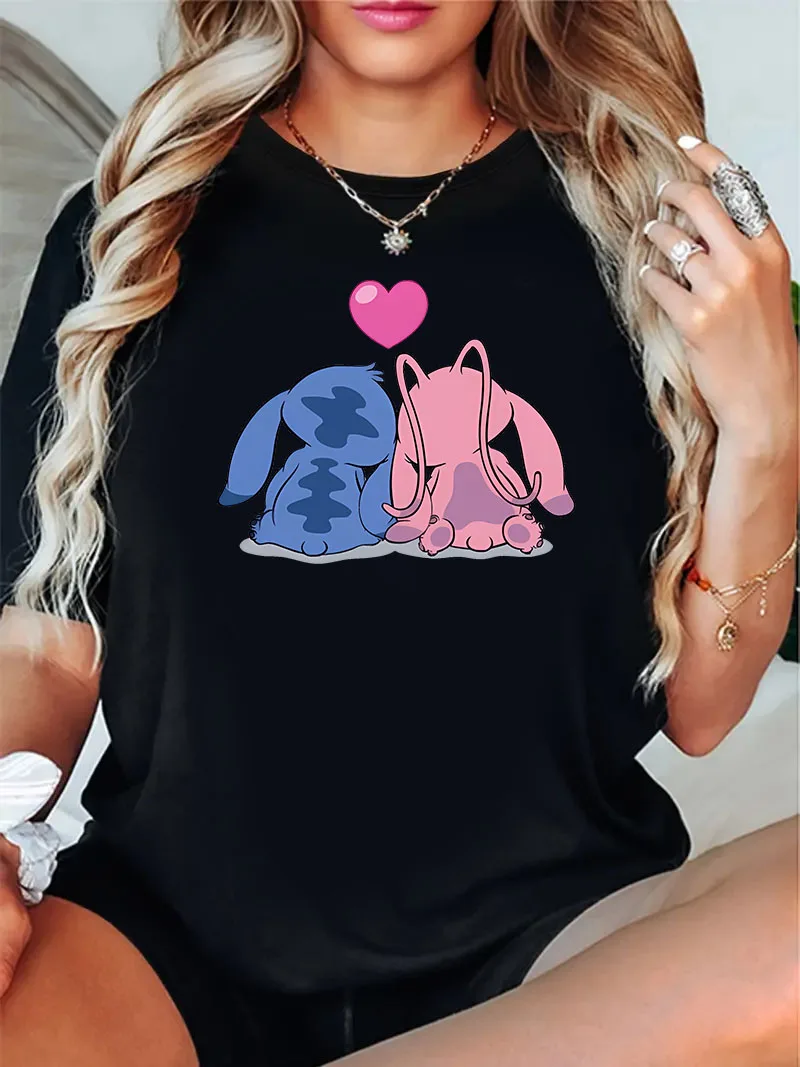 

Cute Stitch Disney T-shirts Women Clothing Y2k Tops Short Sleeve Woman Clothing Tee Harajuku Shirts Lady Clothes Female Clothing