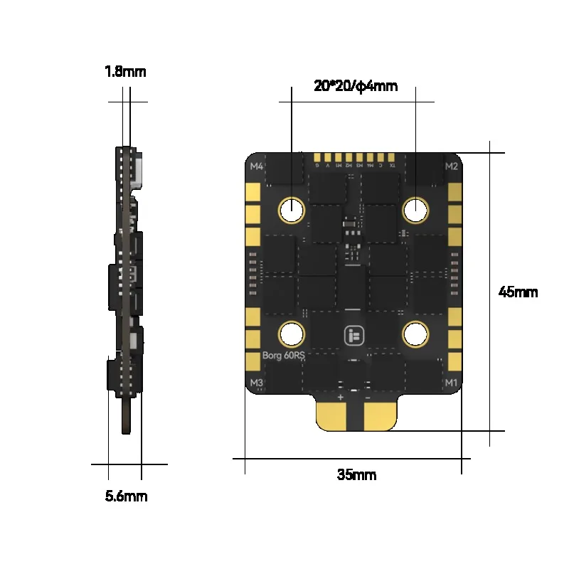 ชุดควบคุมการบิน iFlight Borg 5S RX พร้อมตัวควบคุมการบิน Borg 5S RX FC / Borg 60RS ESC สำหรับอะไหล่แข่ง FPV