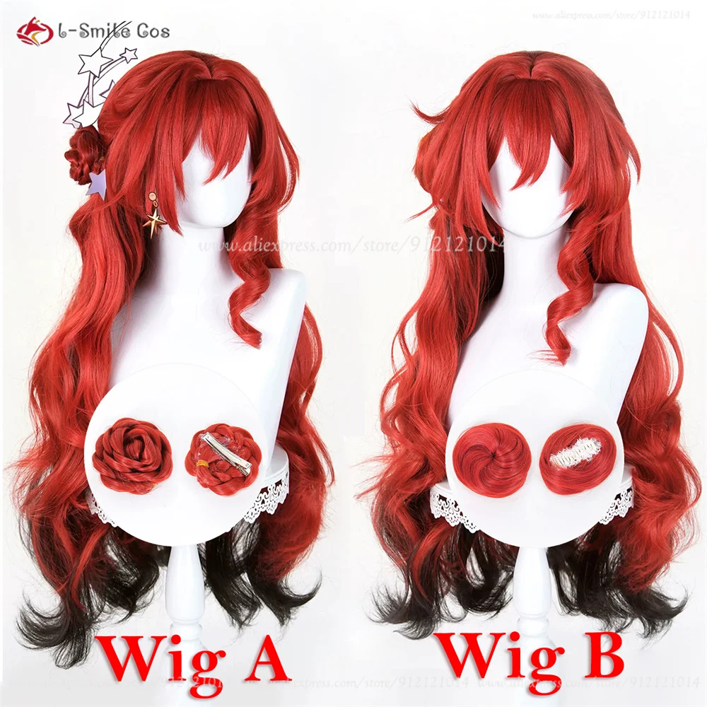 

2 Types HSR Himeko Cosplay Wig 88cm Red Black Mixed Wigs For Woman Anime Cos Heat Resistant Synthetic Hair Halloween Role Play