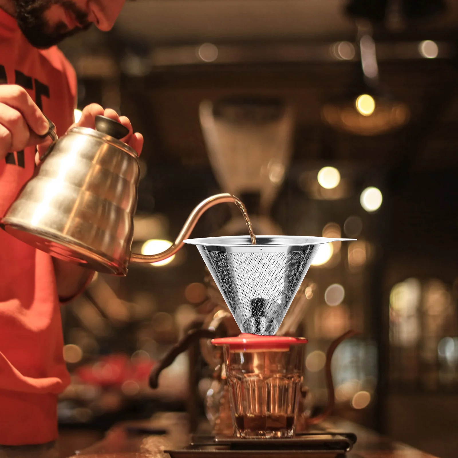 

Stainless Steel Filter Double Layer Dripper Funnel For Manual Brewing Portable Lightweight Slow Drip Coffee