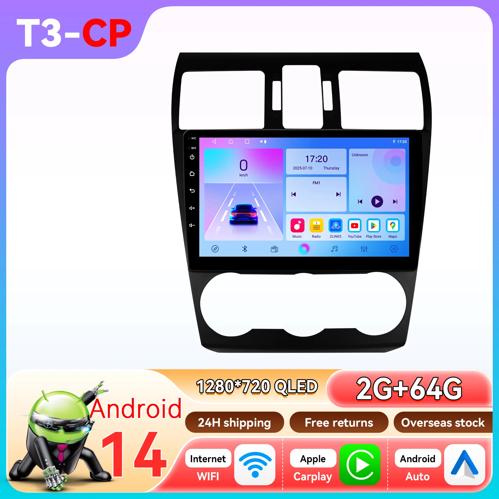 Hizpo Auto Audio Multimedia Speler Voor Subaru Forester MK4 Impreza XV Crosstrek 2012-2015 Head Unit Draadloze Carplay Android Auto WIFI 4G