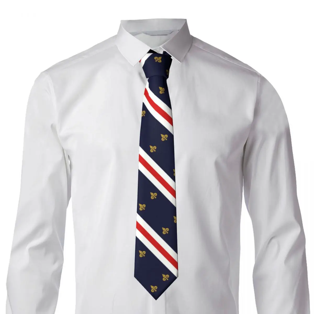 France Flag Necktie Men Silk Lily Flower Neck Tie for Party