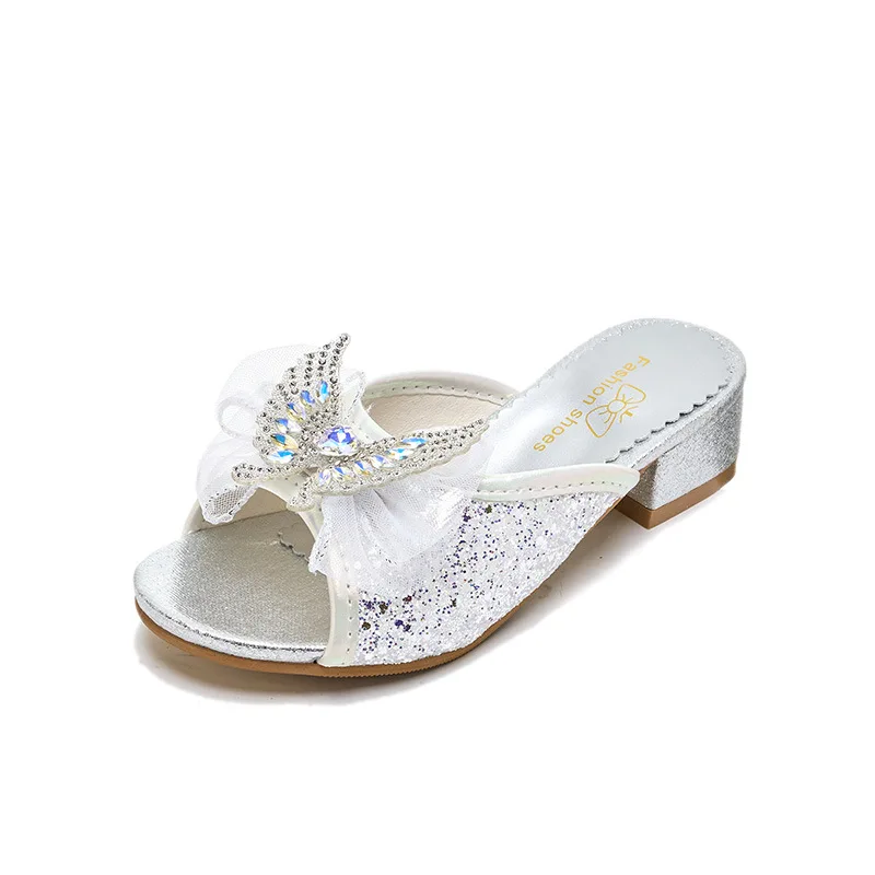 Summer Kids slippers Princess Slip-On Sandals Children Butterfly Crystal Casual Outdoor Shoes Girls Beach Flip-Flops slippers