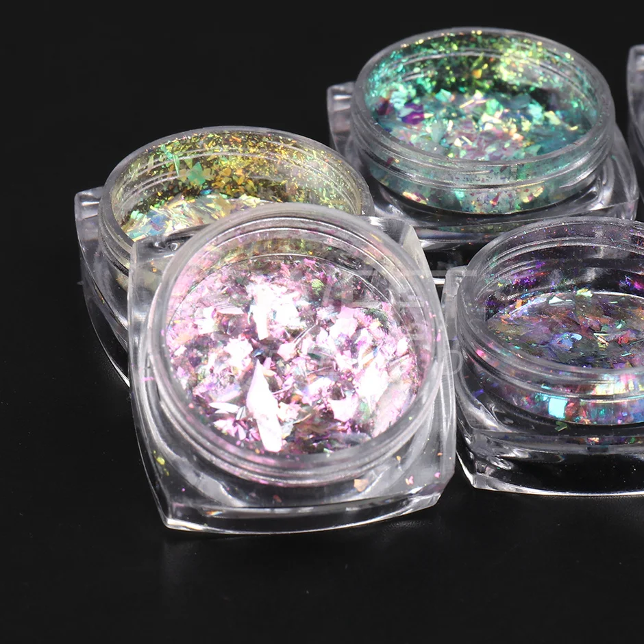 SAYHF-Paillettes irisées en nacre pour ongles, démontrent opale, coquille de cristal, tranche de paillettes, nail art, décoration d'hiver, fourniture de manucure