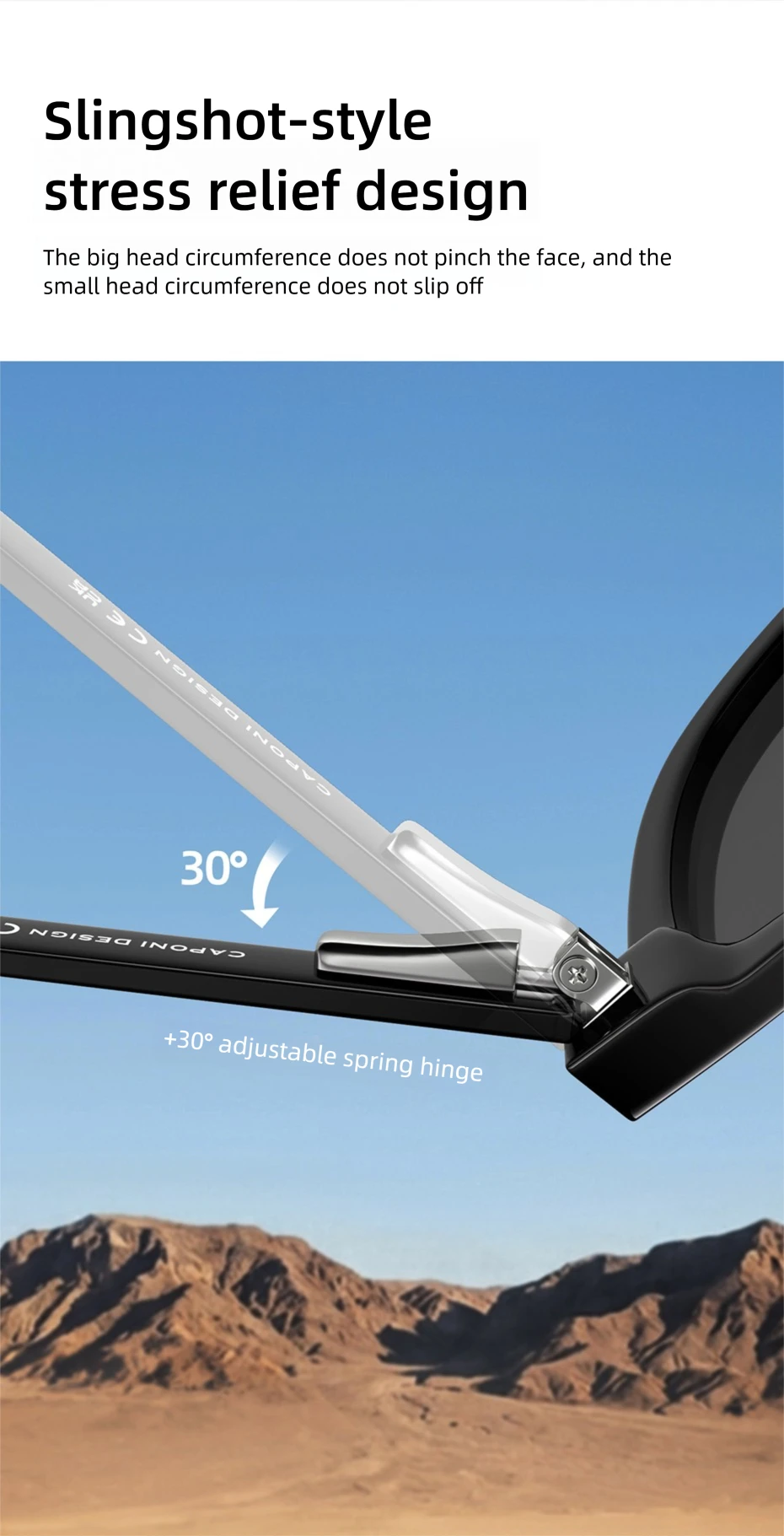 CAPONI Polarisierte Männer Sonnenbrille Outdoor Fahren Einteilige Linsen Quadratische Sonnenbrille Anti Glare UV400 Schützen Schwarz Schatten CP35709 – Detail 9