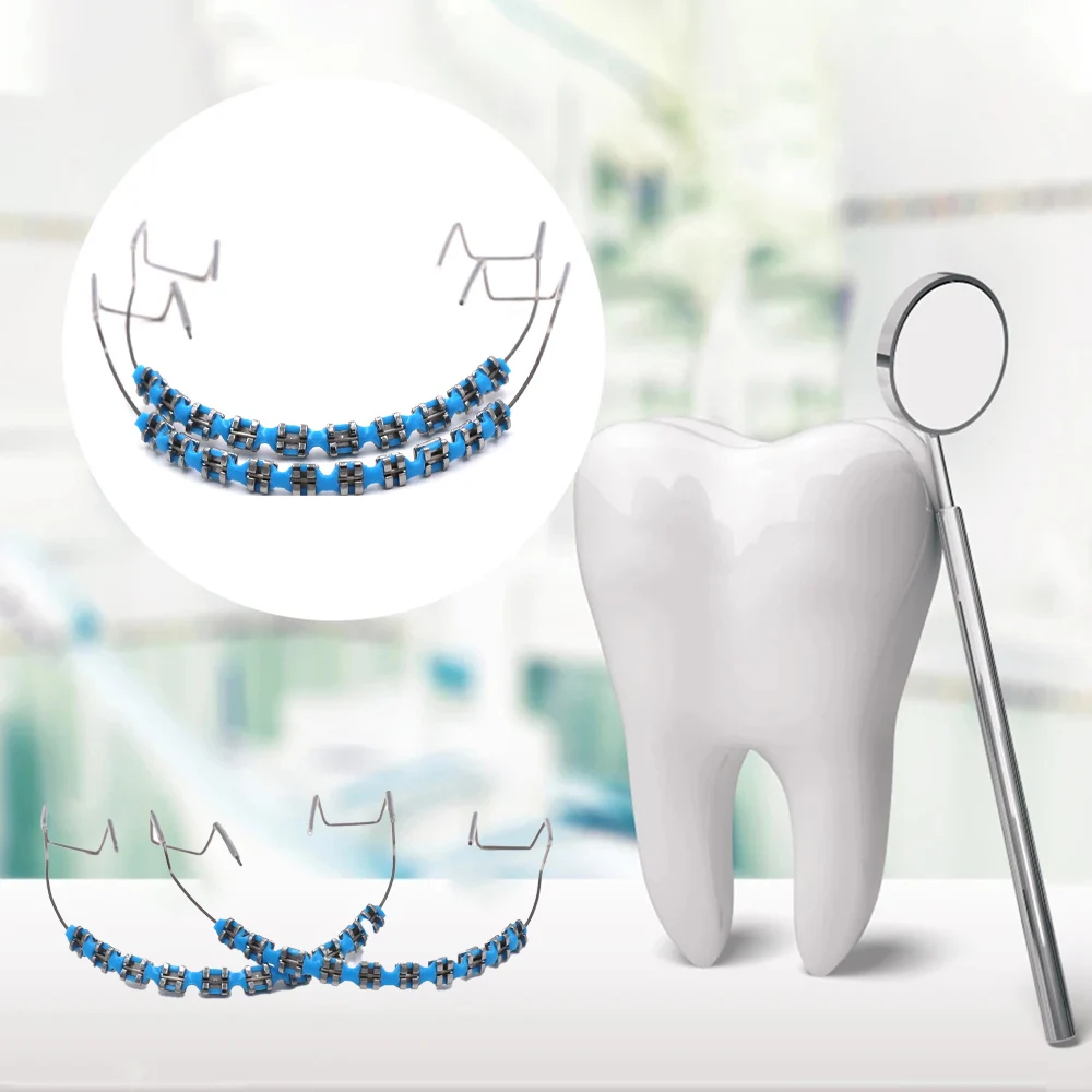 Fashion Braces 1 Pair Colorful Temporary Tooth Decoration With Metal Wires Metal Bracket Orthodontic Ligature Ties High Quality image 2