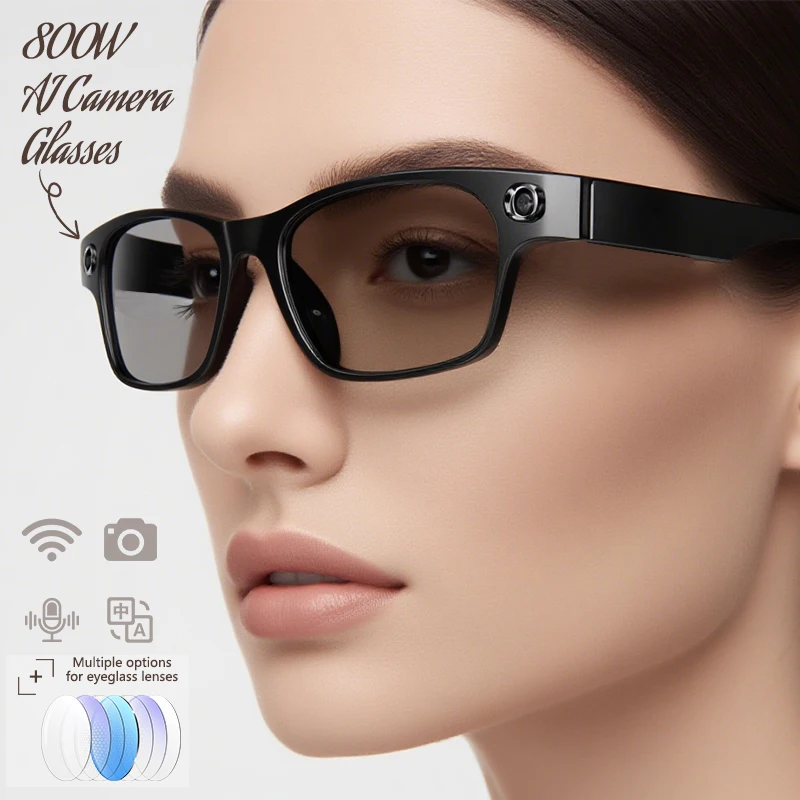 

2025 New Women 4K UHD 800W Pixel Anti Shake Camera Glasses AI Translation WiFi Voice Smart Glasses IP65 Men Anti Blue Light lens