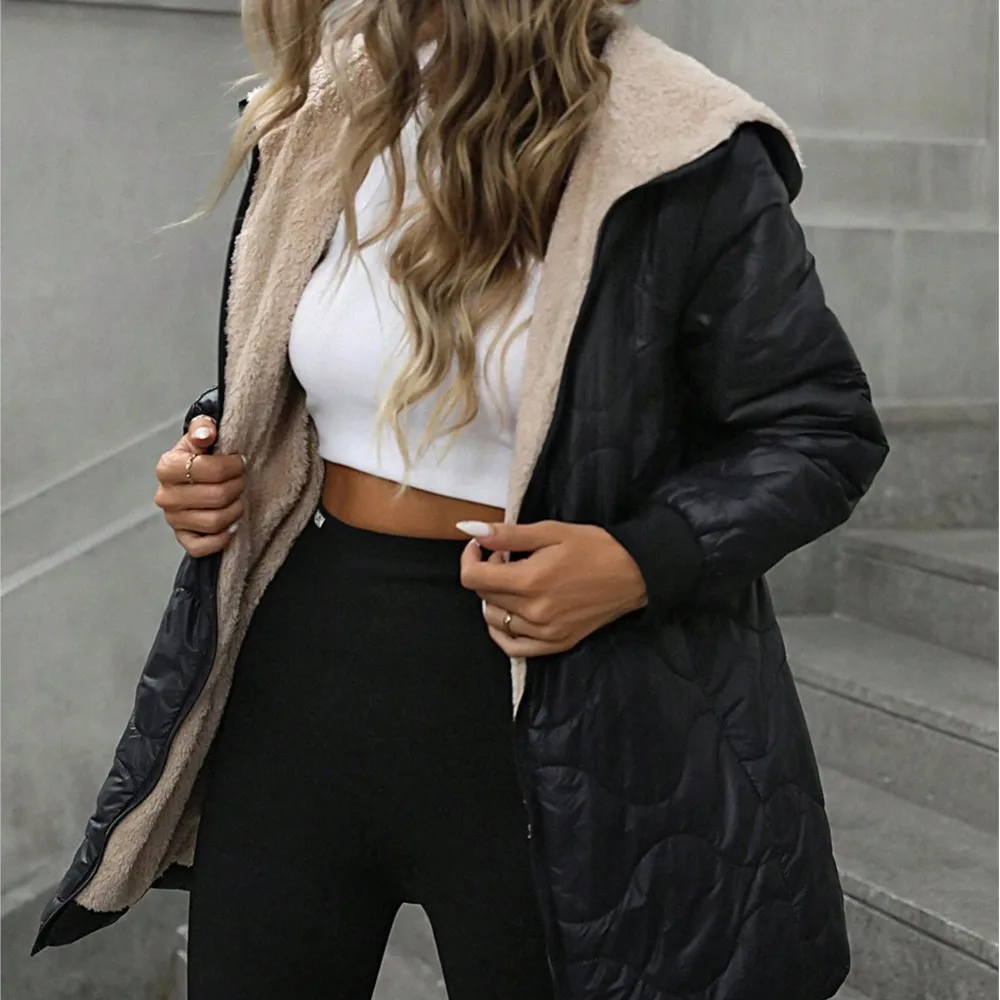 2026 Women's Long Puffer Coat Winter Fleece Lined Thickened Down Jacket Windproof Warm Quilted Parka Zip Up Hooded Cotton Coat