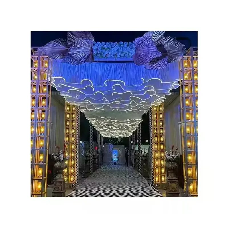 10m Outdoor Wedding Ceiling Decoration  Restaurant Hotel Banquet Ceiling Drapery Wave Fabric Birthday Party Christmas Decor Prop - view 5