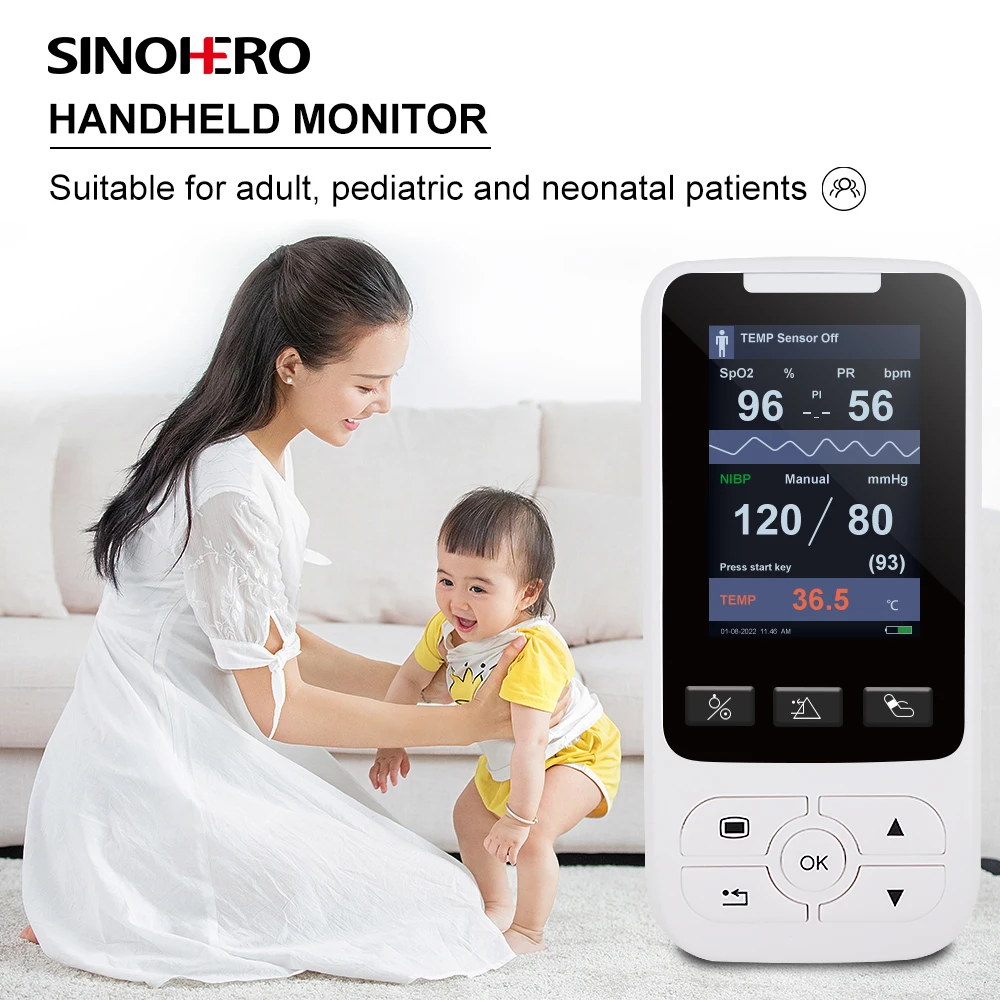 

SM50 Handheld Vital Signs Monitor Home Hospital ICU Clinical Patient Monitor SPO2 NIBP TEMP PR Monitor Use for Human Veterinary