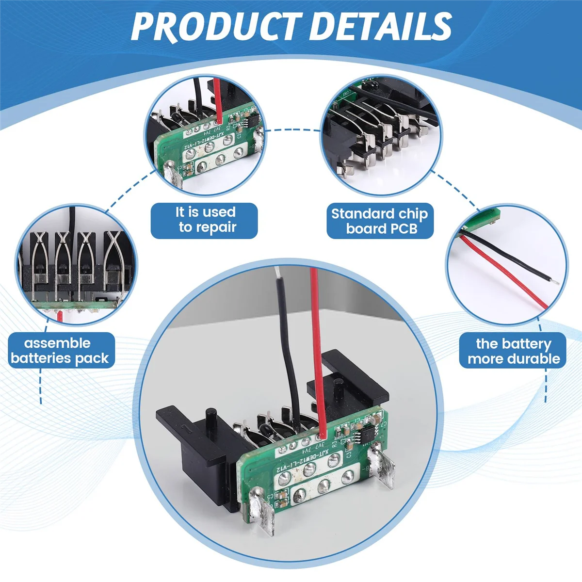 Circuito di protezione di ricarica PCB per batteria per trapano elettrico DCB120 per batteria agli ioni di litio DeWalt 12V 10,8V