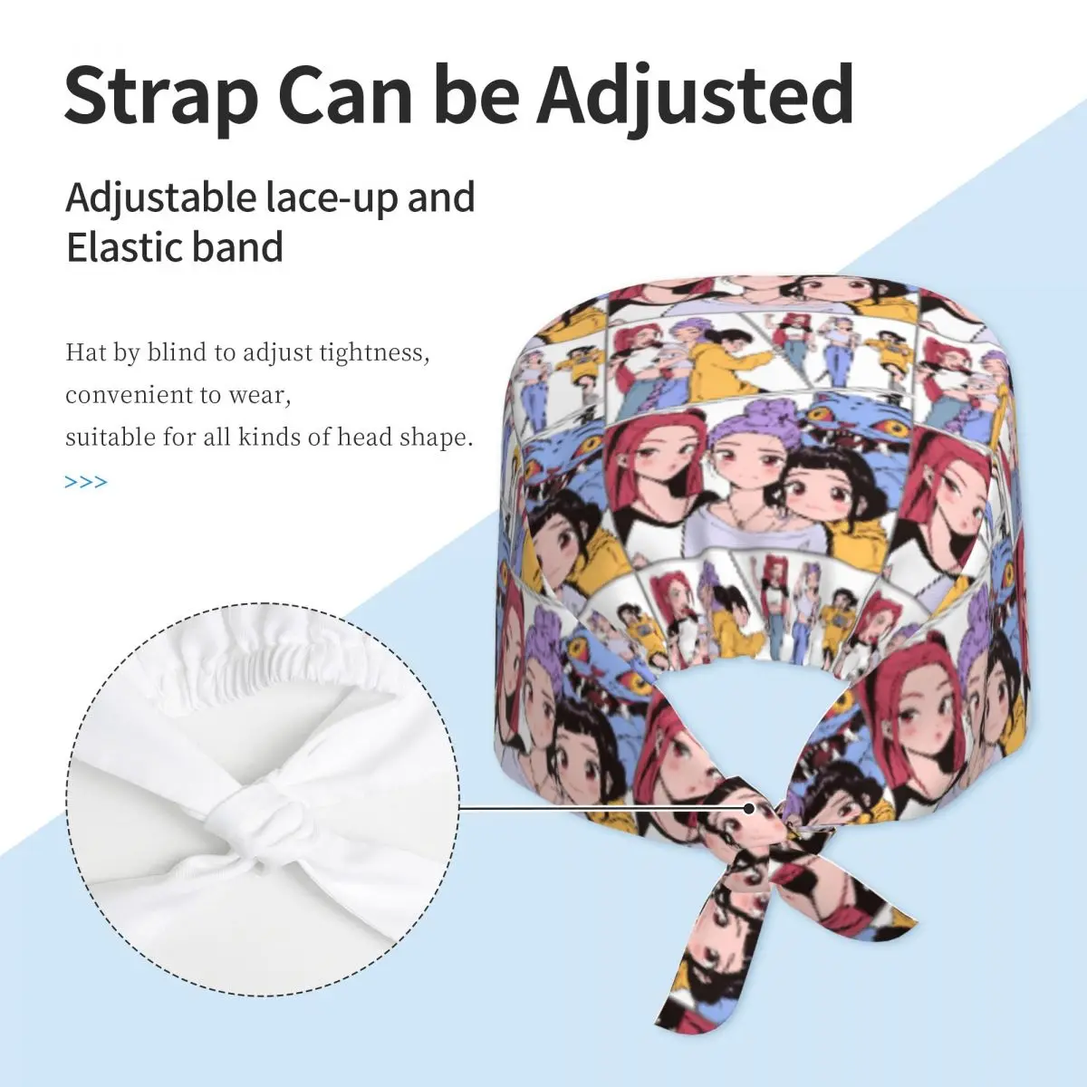 Chapéu médico kpop demon hunter trabalho esfrega boné para unisex macio e confortável meme enfermeira chapéus popular gravata volta design bonés de trabalho