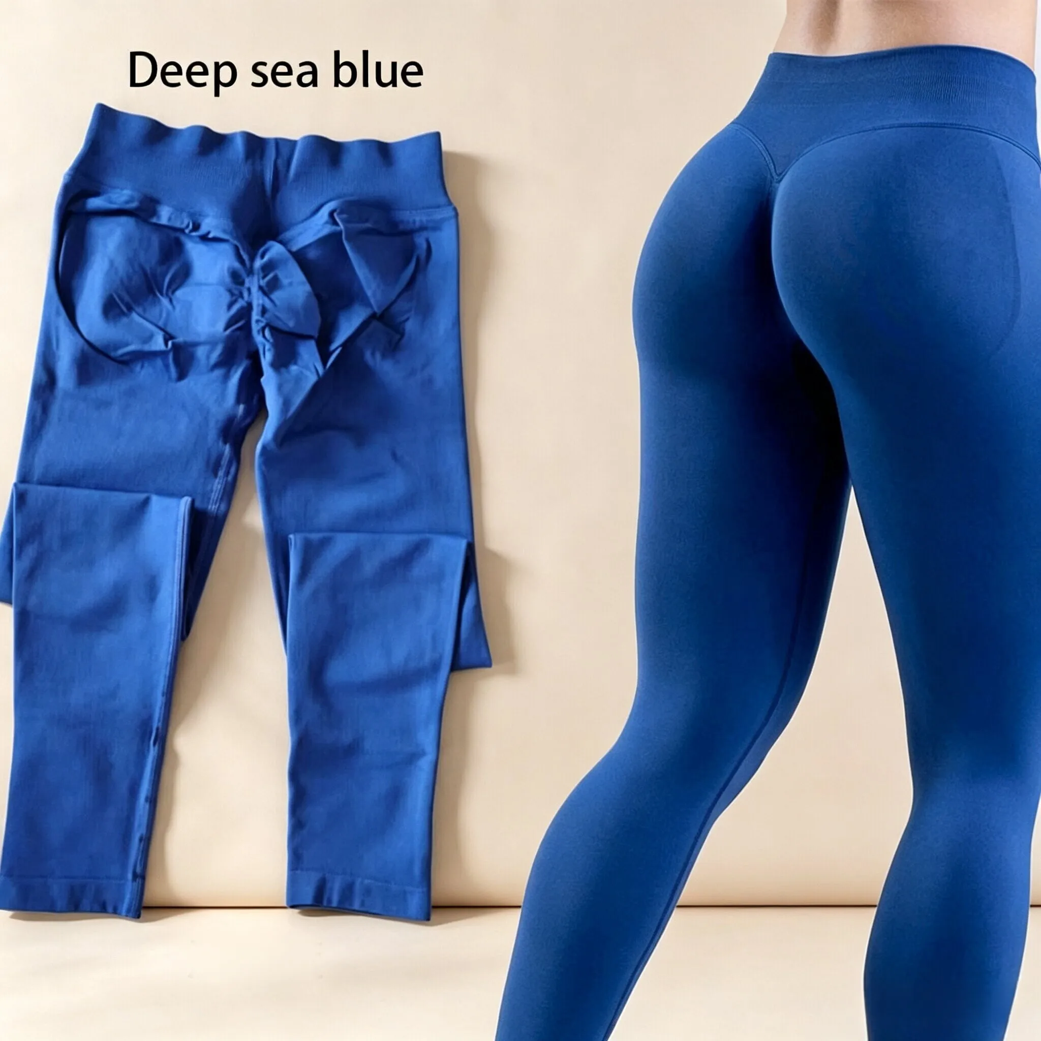 Dneyf 1D-3Y-2F Nahtlose Yoga-Leggings mit Po-Lifting-Effekt für Damen, hohe Taille, hohe Dehnbarkeit, schnelltrocknend, ideal zum Training, Laufen, für das Fitnessstudio und als lange Sporthose. – Detail 17
