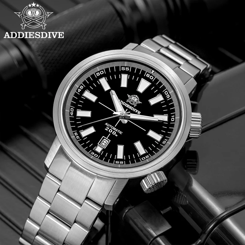 ADDIESDIVE New Watch 8215 Automatic Movement Mechanical Wristwatches Sapphire Glass Calendar 200m Waterproof Diving Men Watches