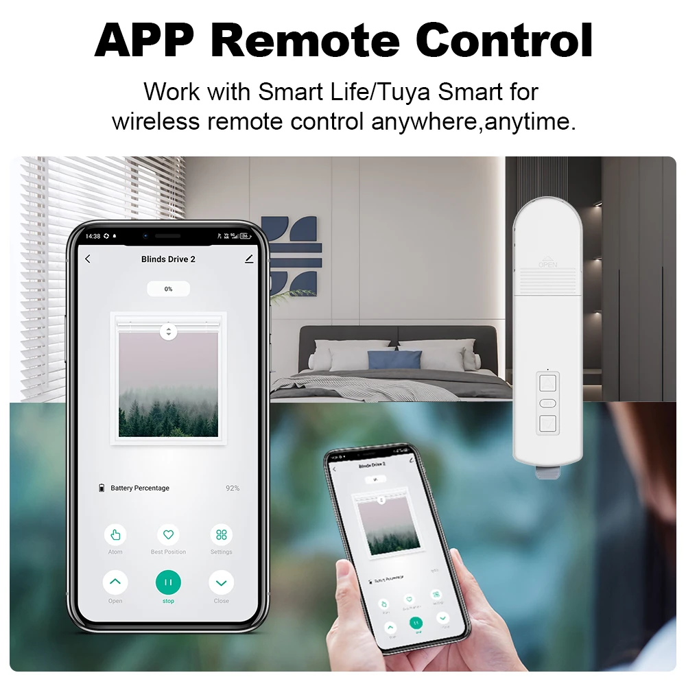 MANHOT WiFi/Zigbee Smart Roller Blinds Motor Shade Driver with Solar Panel Rechargeable Work with Tuya Alexa Google Home Alice view 3