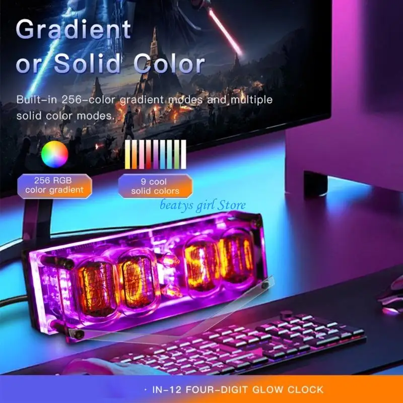 

C7AB Collector LED Glow Tube Clock Timekeepers Retro 4 Digit LED Alternative Clock