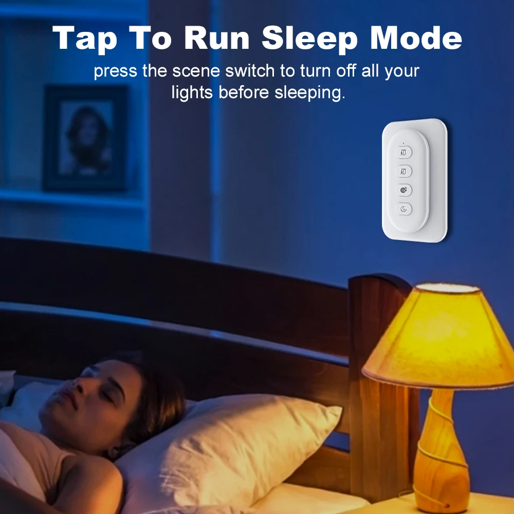 Tuya Zigbee Smart Scene Switch 4 Gang 12 Scene Wireless Push Button Switch Battery Powered Smart Home Automation Scenario Switch