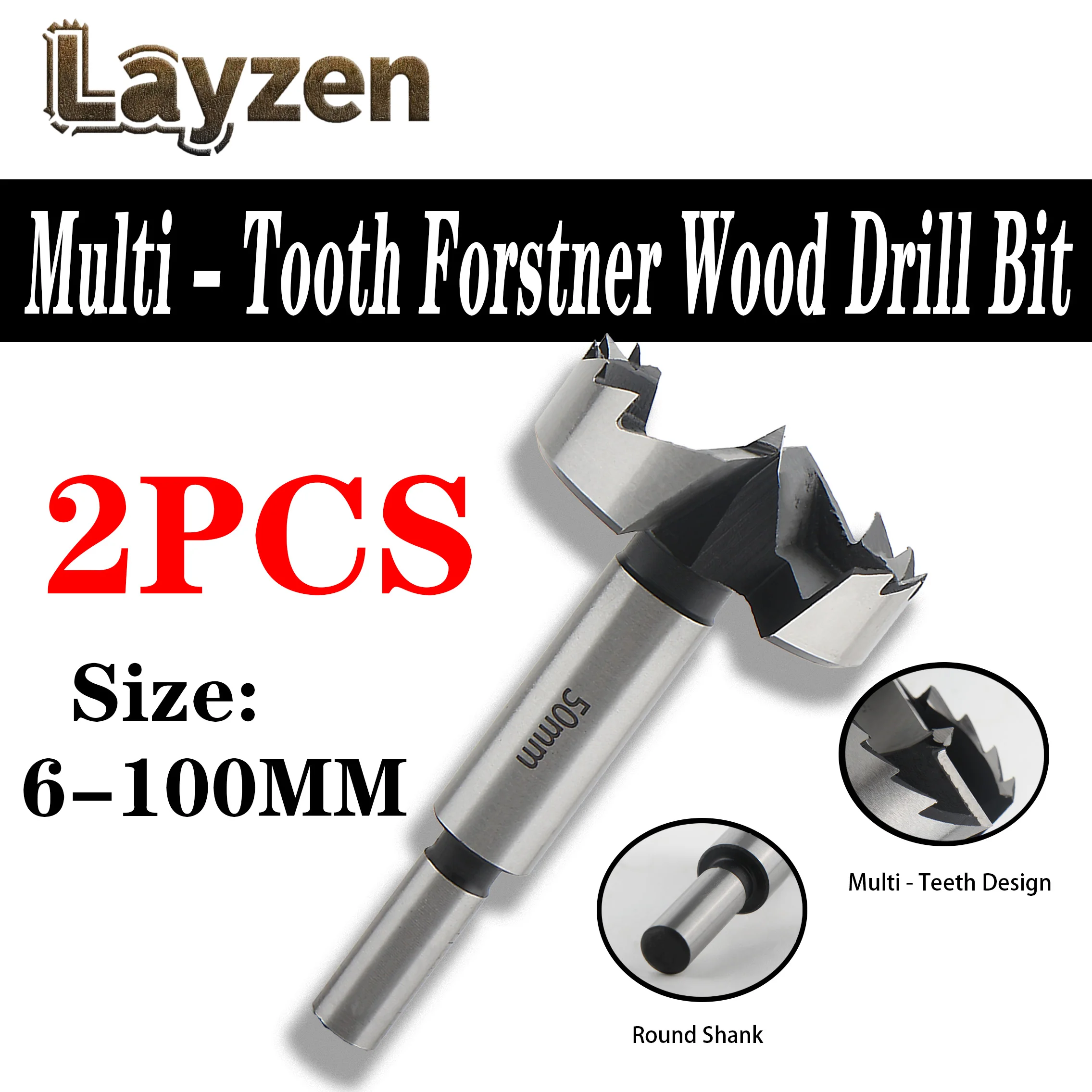 2 pçs haste redonda 6-100mm forstner broca multi-dente buraco de madeira viu madeira auto centralização dobradiça chato cortador de aço de alto carbono
