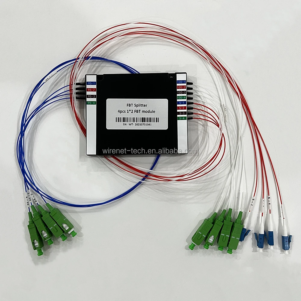 

4x8 одномодовый разветвитель FBT 1310 нм 1550 нм оптоволоконный соединитель 1x2 модуль FBT