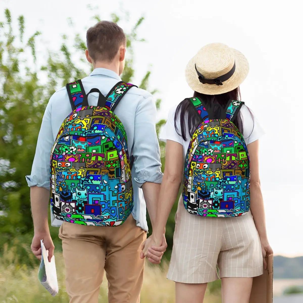 Mochila con patrón de tablero de juegos de cubo geométrico para niños, mochila escolar para estudiantes, mochila de día, bolsa primaria preescolar con bolsillo