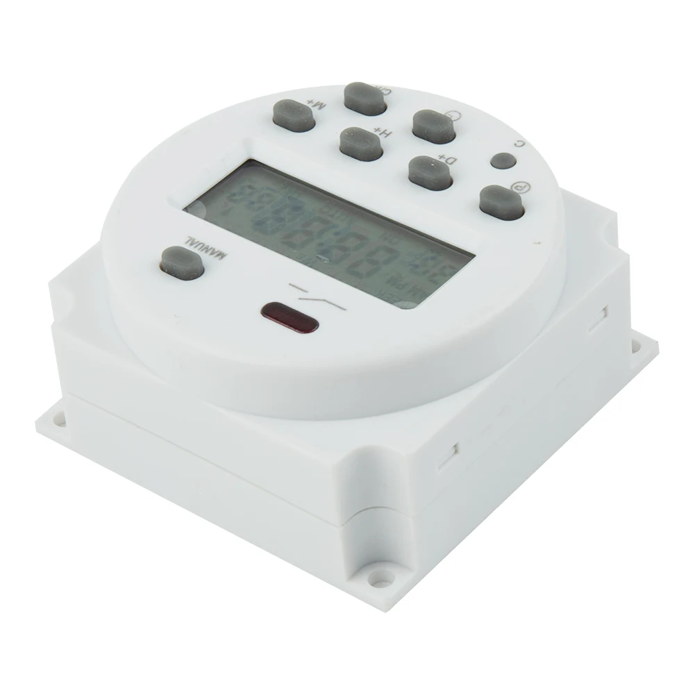 High Accuracy DC/AC 12V 16A Electronic Digital Programmable Timer Switch with 16 On/Off Settings and Manual Override
