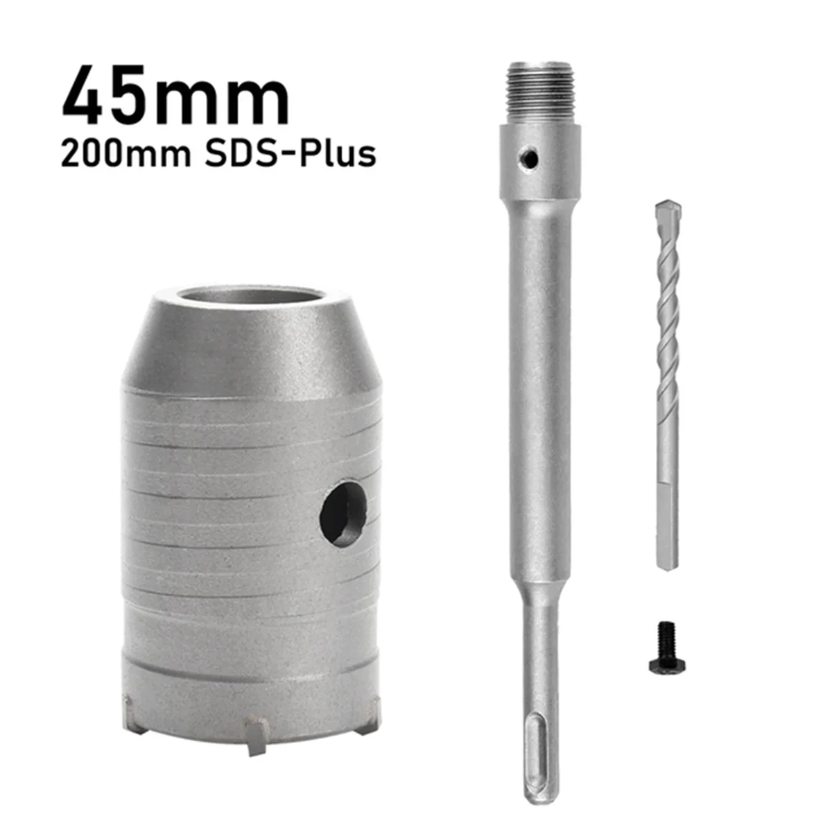 SDS Plus Hammer Drills Wall Hole Saw Drill Bit Set Cutter Tools with Round Shaft Concrete Cement Stone Hole Opener,45mm