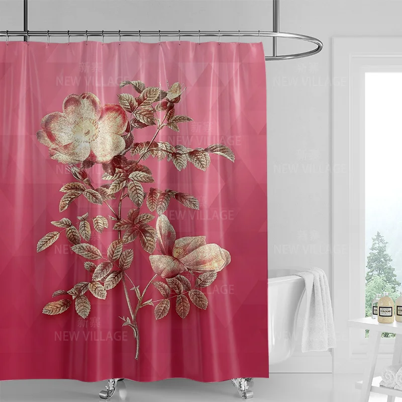 

Водонепроницаемая занавеска для душа с цветочным рисунком, украшение для ванной комнаты 180x180 см, занавеска для душа для ванной комнаты с 12 втулками
