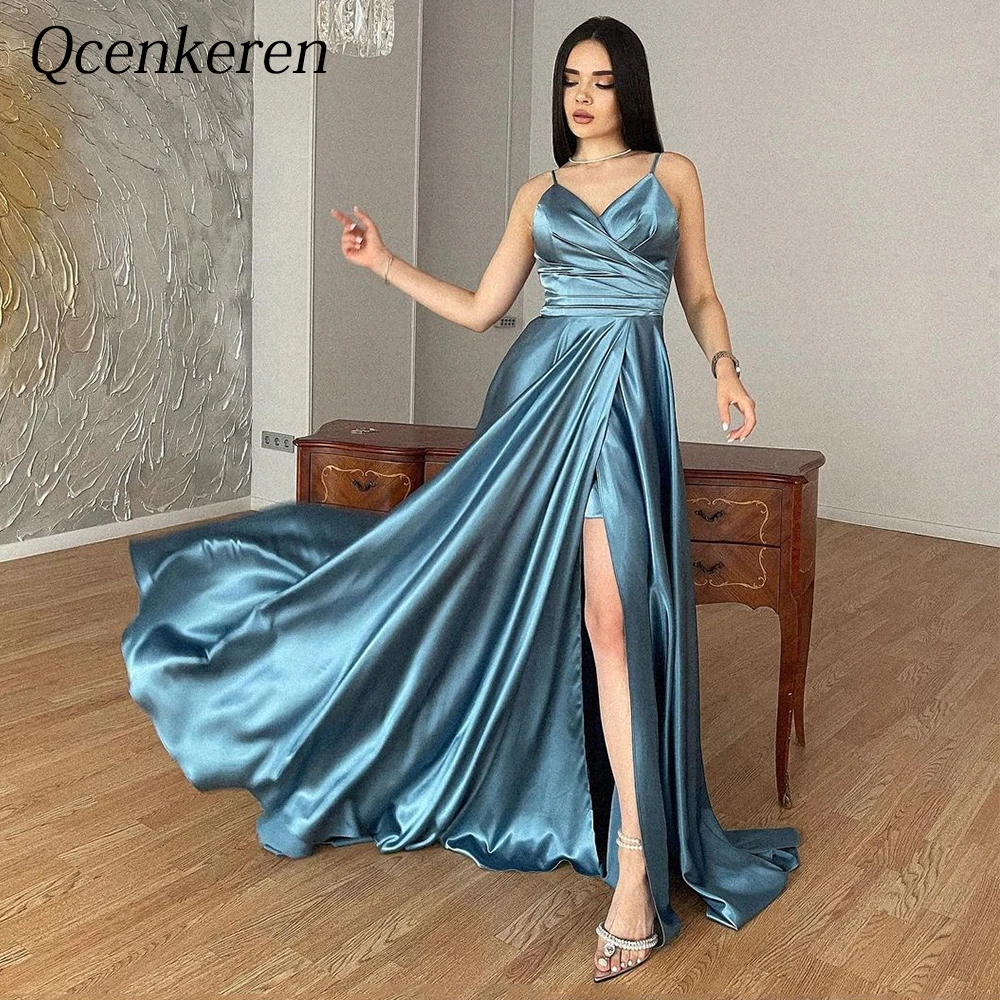 Elegant Satin Ruffle Evening Suitable Mermaid Formal Bespoke Occasion Spaghetti Straps Party Dresses Gowns for Women 2020