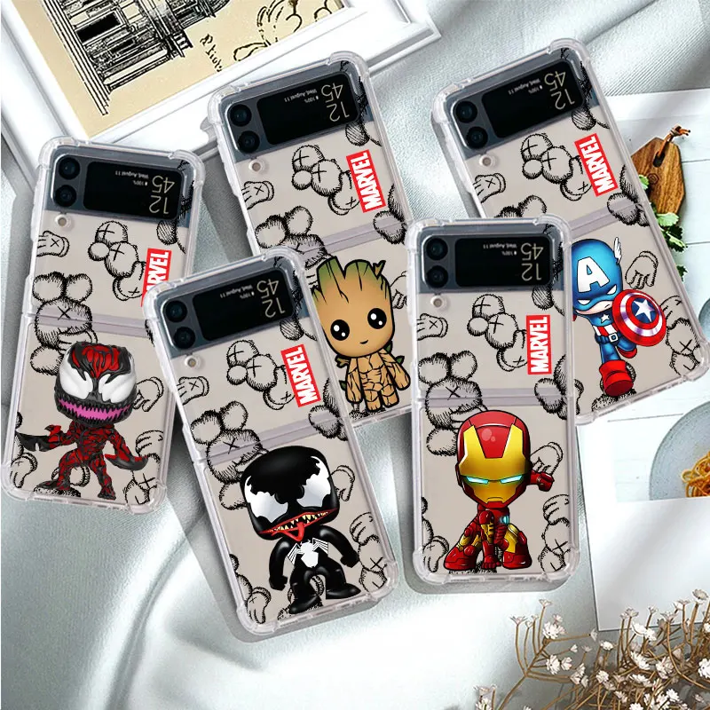 Marvel Ironman Venom Thin Soft Transparent Case for Samsung Galaxy zflip 5G Z Flip 4 Z Flip 3 ZFlip3 Flip4 Flip3 Flip5 Z Flip 5