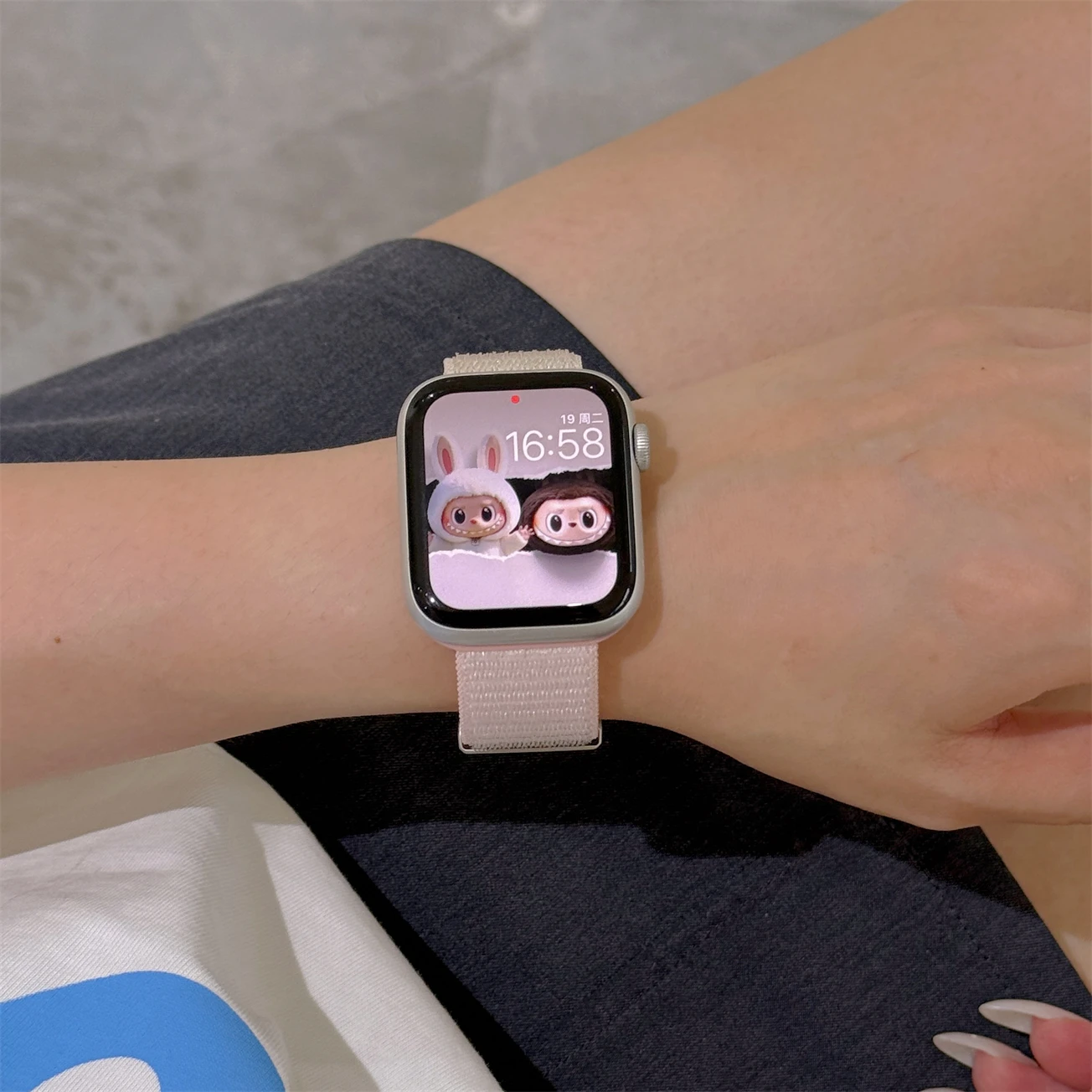 Pulseira de nylon monstro dopamina para iwatch 46mm 49 45mm 44 38 40mm, pulseira fofa ajustável para apple watch 11 10 9 8 7