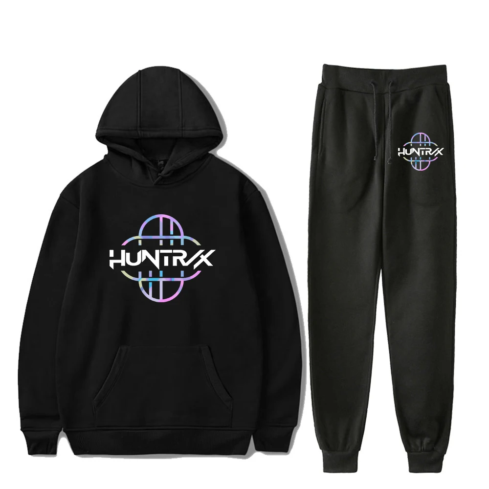 

Cartoon KPop Demon Hunters Huntrix Logo Hoodies Jogger Pants Two Piece Set Sweatshirts+Sweatpants Women Men Outfit Sets