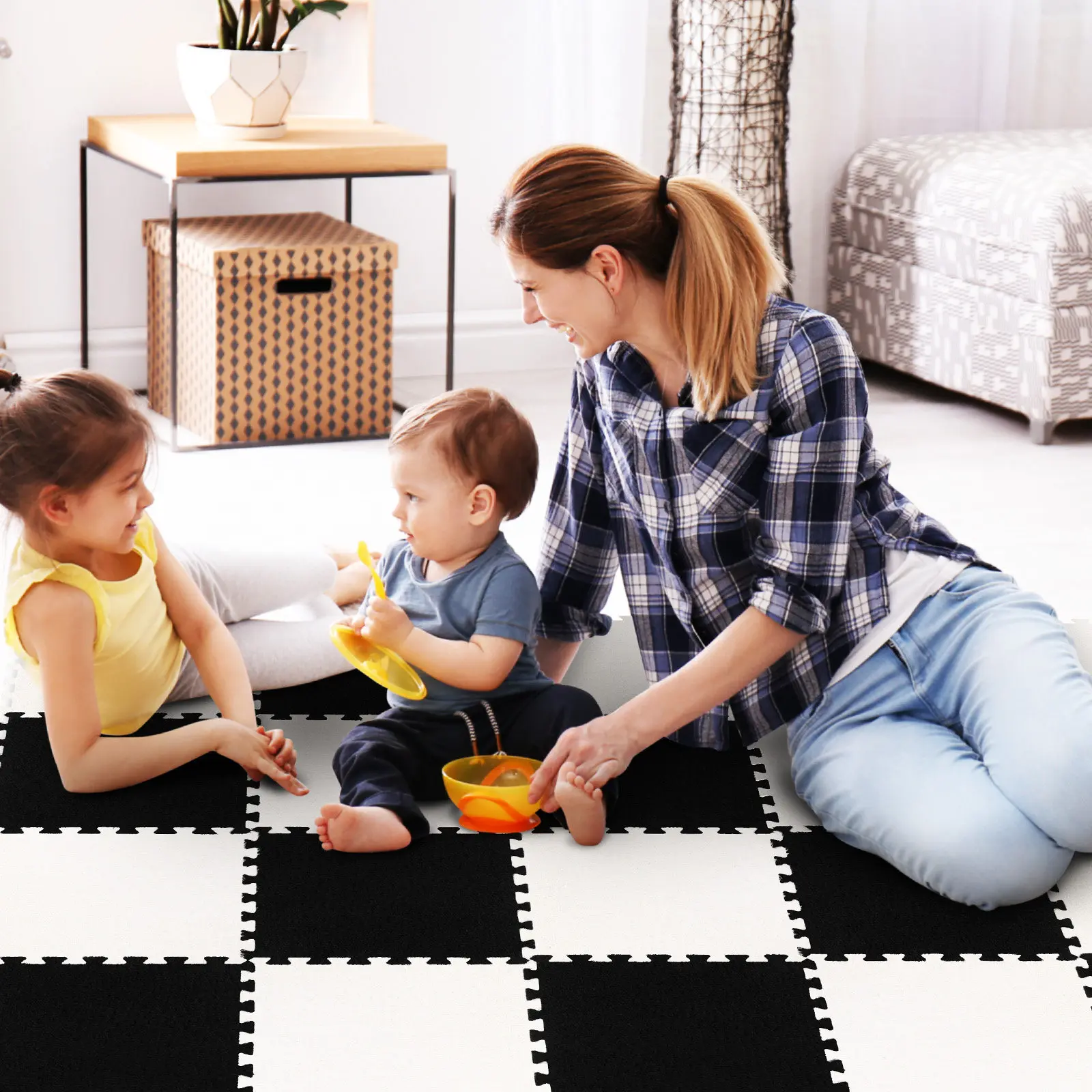 20Pcs Interlocking Carpet Tiles Soft Cushioned Puzzle Floor Mats for Nursery Playroom Home Office Room Thickened Carpet