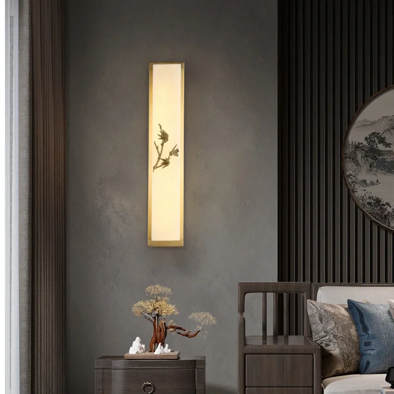 New Chinese marble living room wall TV background wall decoration lamp Internet celebrity creative