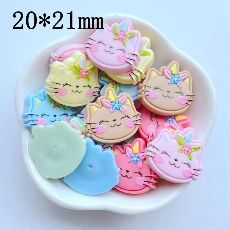 10Pcs New Mini Cute One Horned Cat Flat back Resin Cabochons Scrapbooking DIY Jewelry Craft Decoration Accessorie