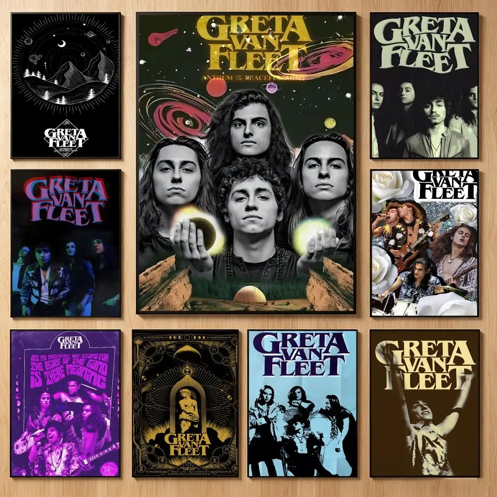 Blues Rocker G-Greta Van Fleet Poster Classic Self-Adhesive PP Wall Sticker for Living Room Bar Decor Gift