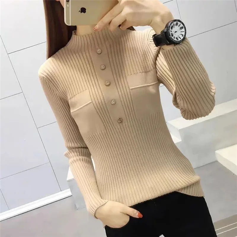 

2023 New Women Sweater Autumn Winter Turtleneck Warm Knitwear Korean Casual Solid Bottoming Shirt Fashion Knit Pullovers Sweater