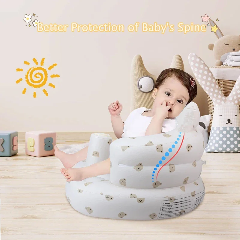 Sofa Bayi Tiup untuk Bayi 3 Bulan Ke Atas, Sofa Tiup Anak, Kursi Bayi untuk Bayi, Tiup dengan Pompa Udara Bawaan