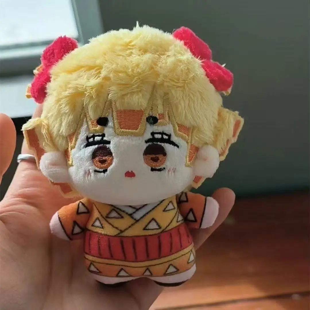 10cm 귀멸의 칼날 애니메이션 카마도 탄지로 아가츠마 젠이츠 하시비라 이노스케 코스프레 만화 플러시 펜던트 키체인 백팩 장식