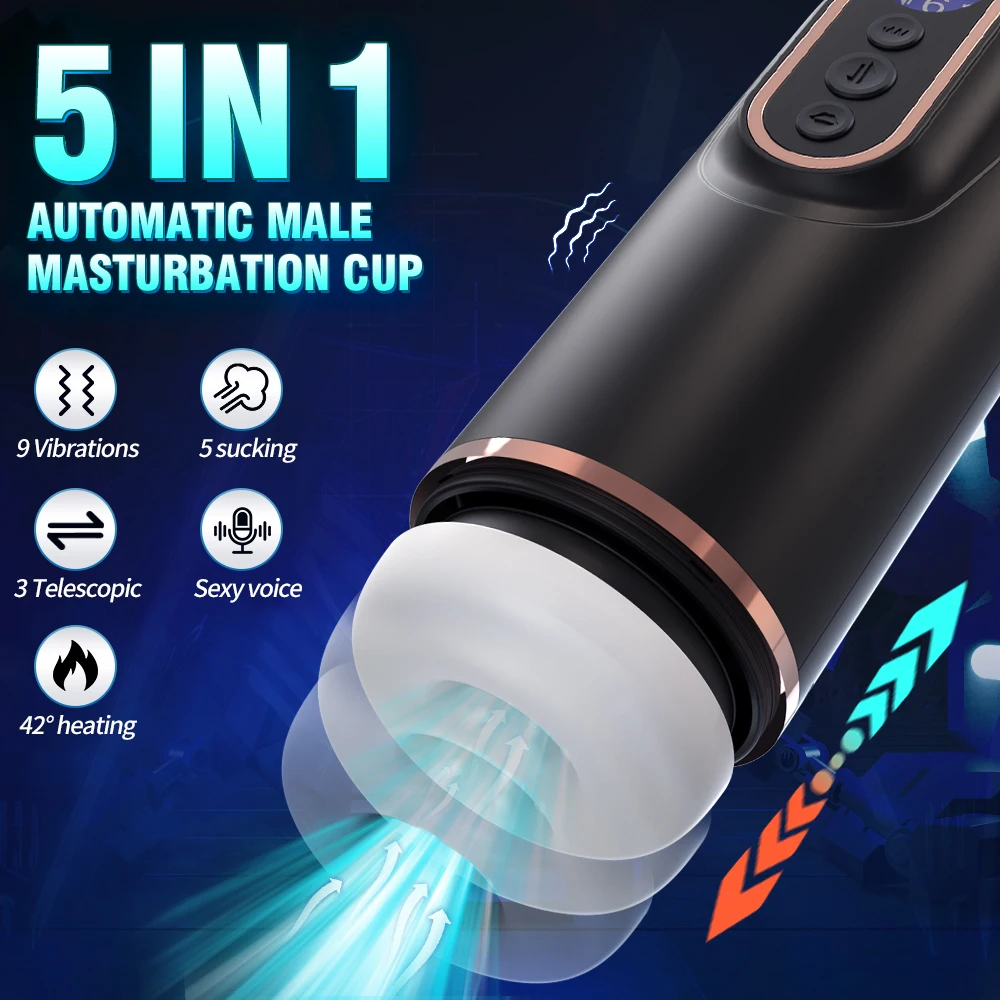 Automatic Telescopic Masturbators Cup for Men Sucking Heating Blowjob Male Masturbation Piston Pocket Adult Equipment Sex Toy